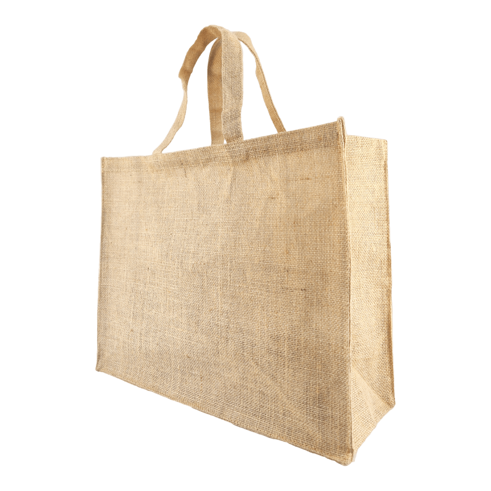 Jute Bag w/ Canvas Pocket | Button Closure - R D Bag House